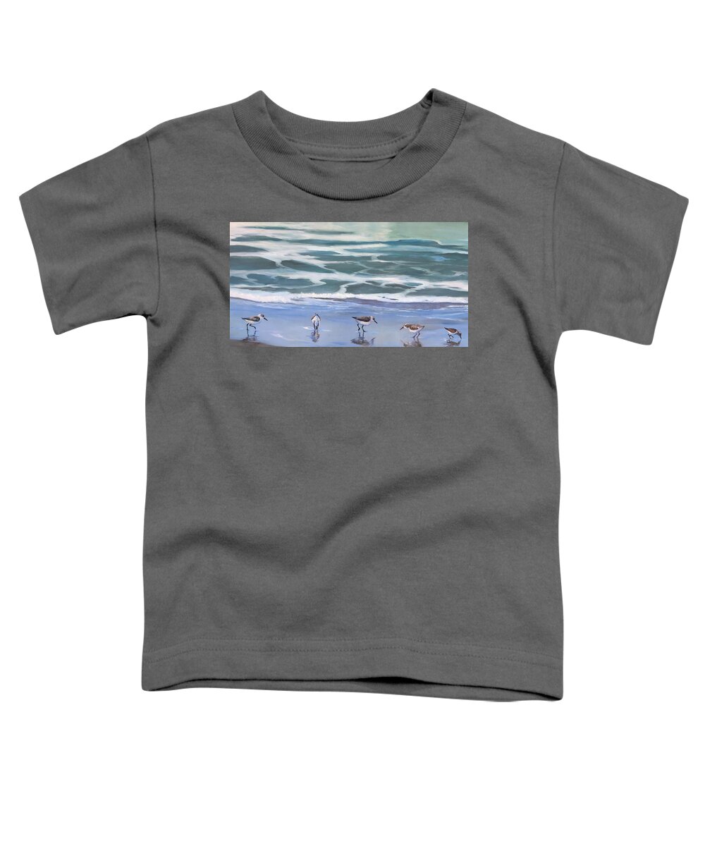 Sandpipers Toddler T-Shirt featuring the painting Sandpipers by Judy Rixom