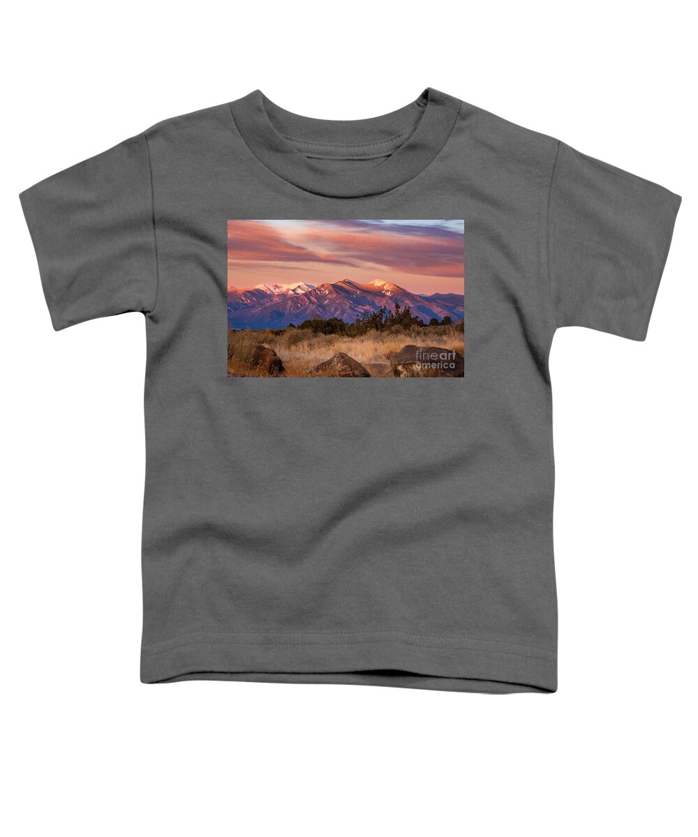 Taos Toddler T-Shirt featuring the photograph Sangre de Cristo Sunset by Elijah Rael