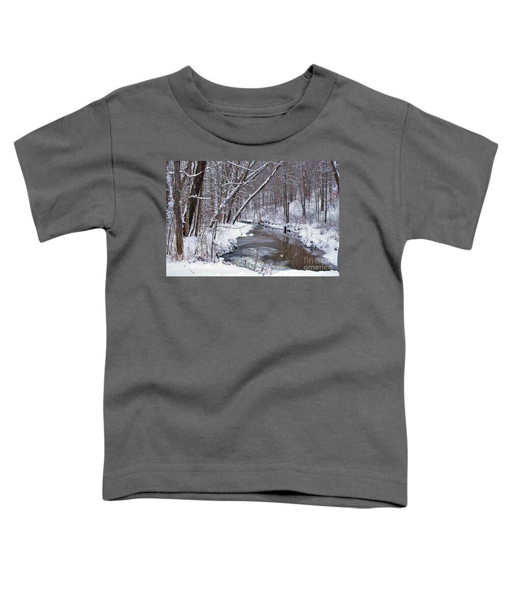 Woods Toddler T-Shirt featuring the photograph Satiny Stream by Yvonne M Smith