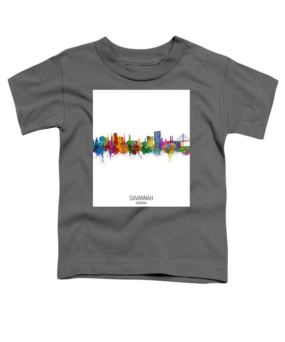 Savannah Toddler T-Shirt featuring the digital art Savannah Georgia Skyline #21 by Michael Tompsett