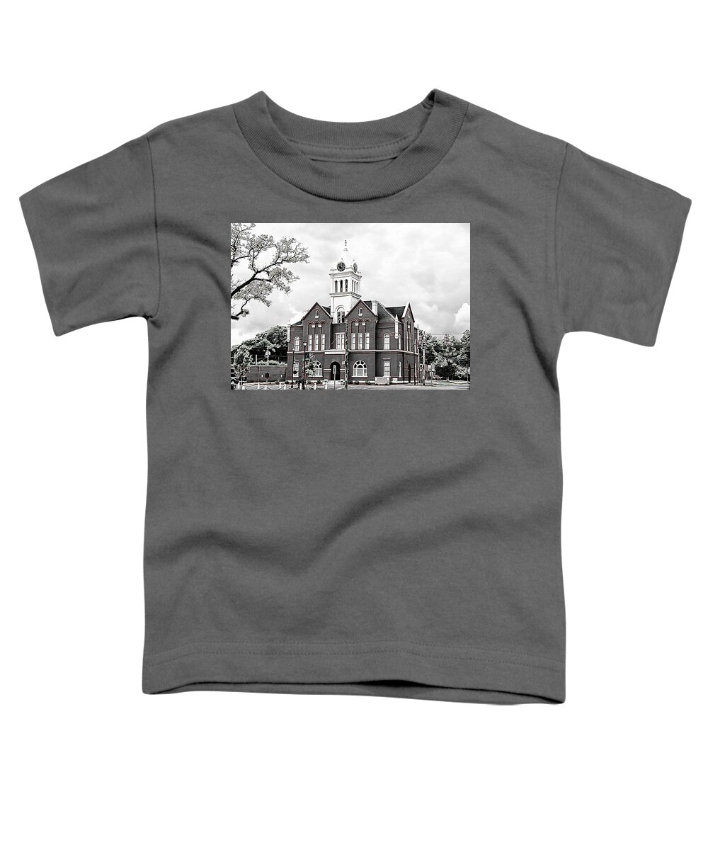  Schley Ellaville Courthouse Stores Square Caylee Hammock Brent Cobb Toddler T-Shirt featuring the photograph Schley County Courthouse 3 2 by Jerry Battle