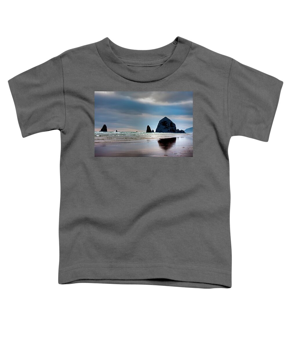Sea Stacks Toddler T-Shirt featuring the photograph Sea Stacks at Canon Beach by Jim Dollar