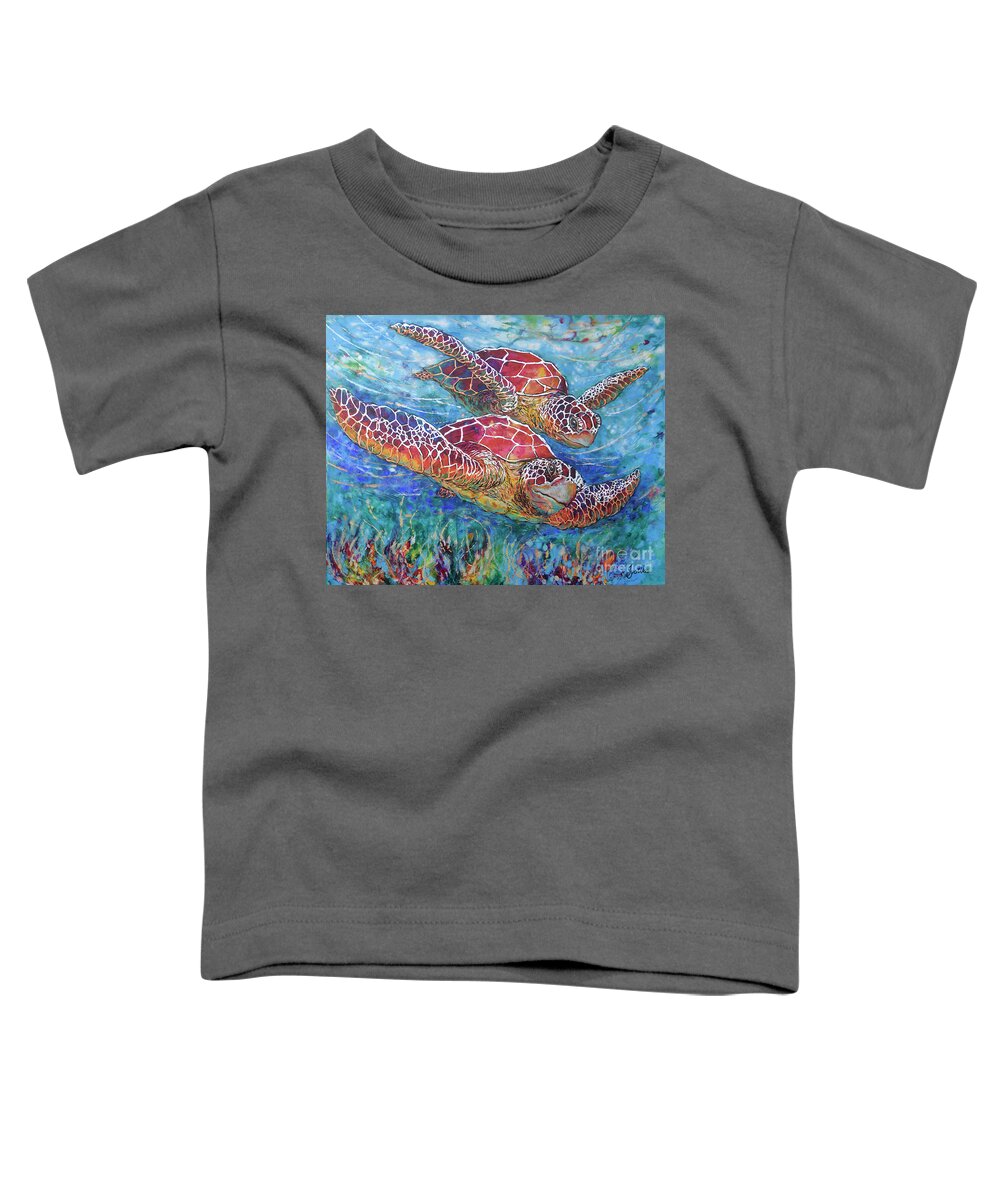 Marine Turtles Toddler T-Shirt featuring the painting Sea Turtle Buddies III by Jyotika Shroff