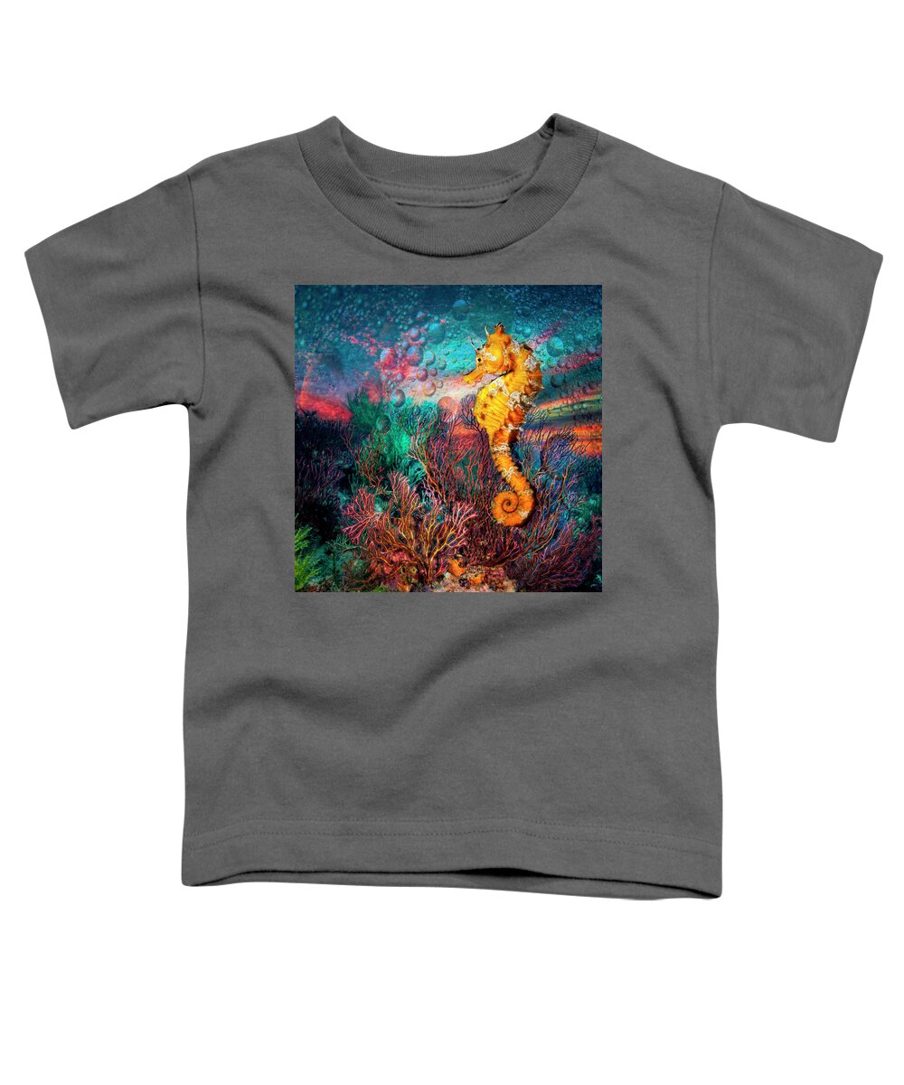 Animals Toddler T-Shirt featuring the photograph Seahorse at the Reef by Debra and Dave Vanderlaan