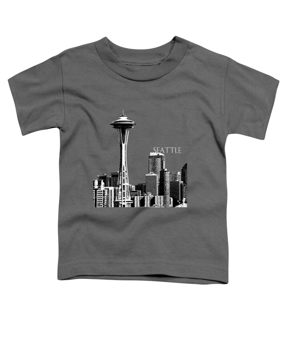Architecture Toddler T-Shirt featuring the digital art Seattle Skyline Space Needle - Pewter by DB Artist