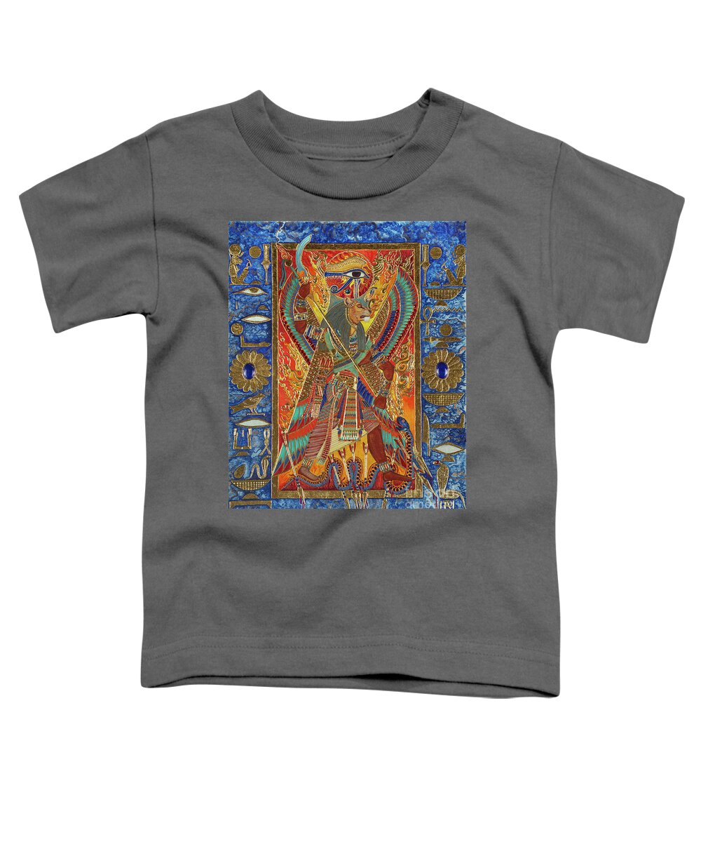 Sekhmet Toddler T-Shirt featuring the mixed media Sekhmet the Eye of Ra by Ptahmassu Nofra-Uaa