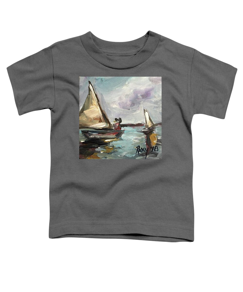 Sailboat Painting Toddler T-Shirt featuring the painting Serenity Sail by Roxy Rich