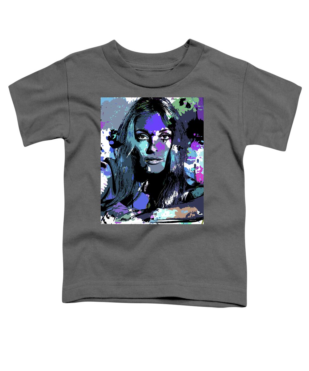 Sharon Toddler T-Shirt featuring the digital art Sharon Tate psychedelic portrait by Movie World Posters