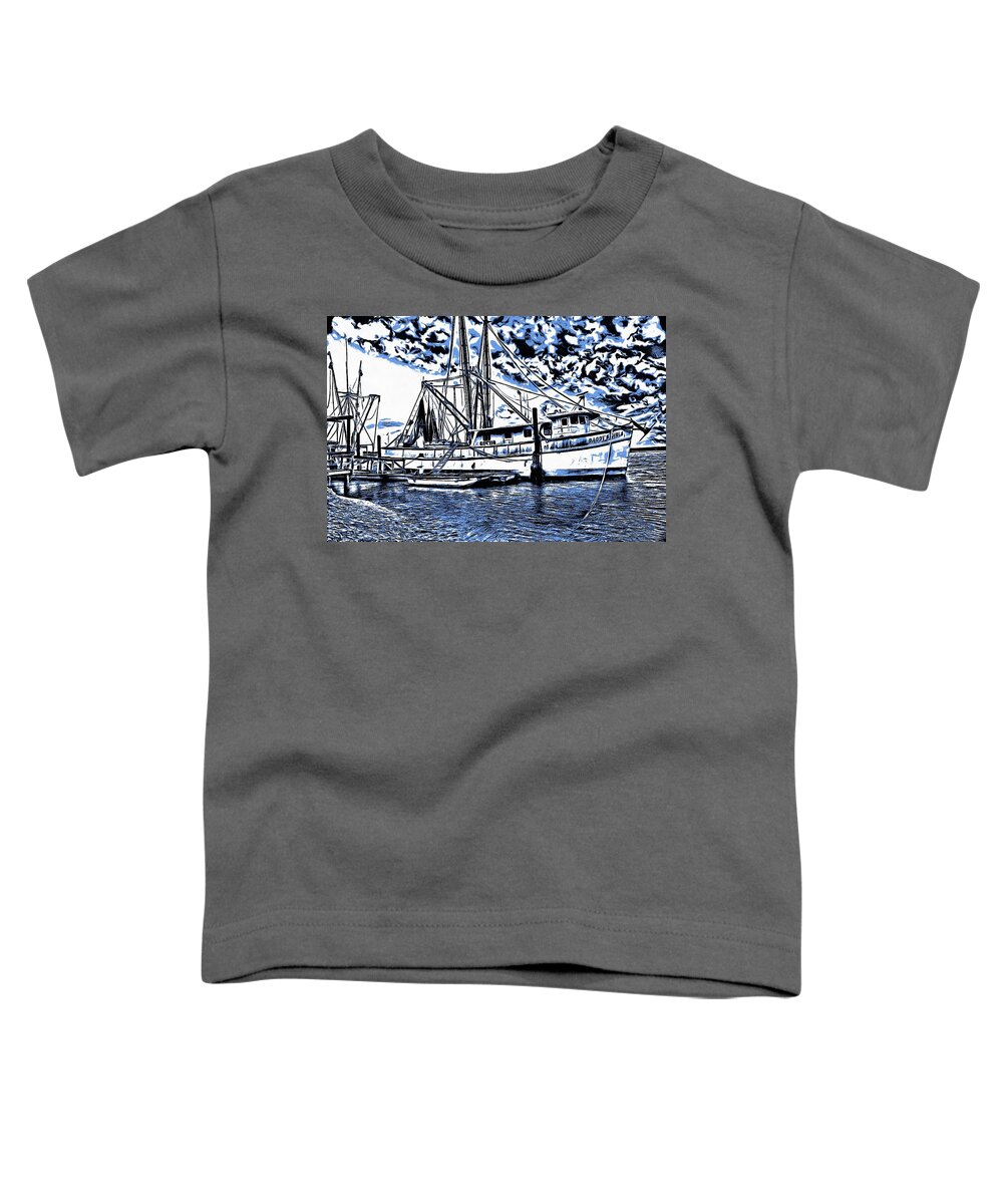 Shrimp Boat Toddler T-Shirt featuring the photograph Shrimp Boat Mirage by John Handfield