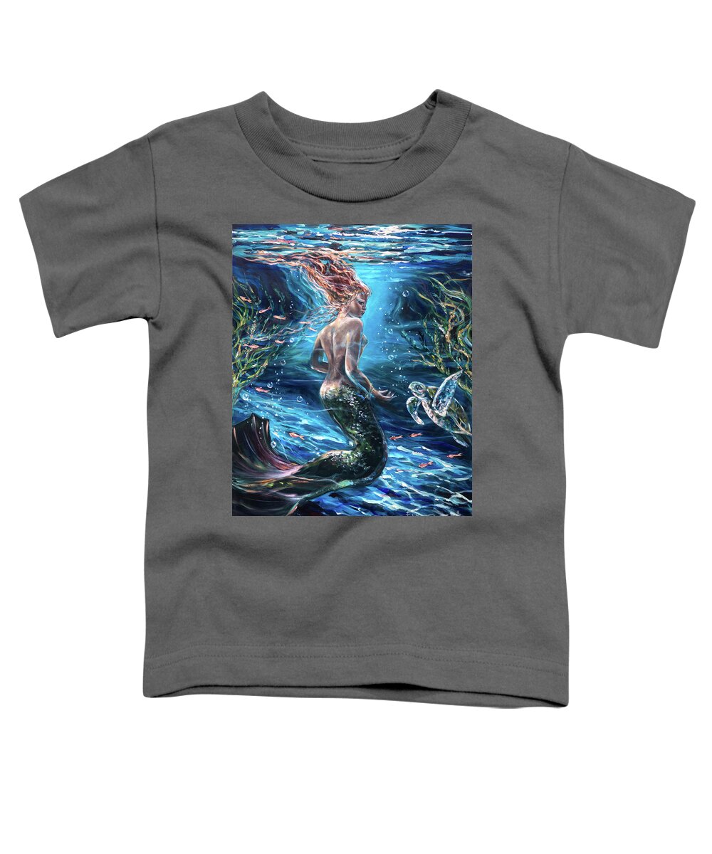 Mermaid Toddler T-Shirt featuring the painting Silent Conversation by Linda Olsen