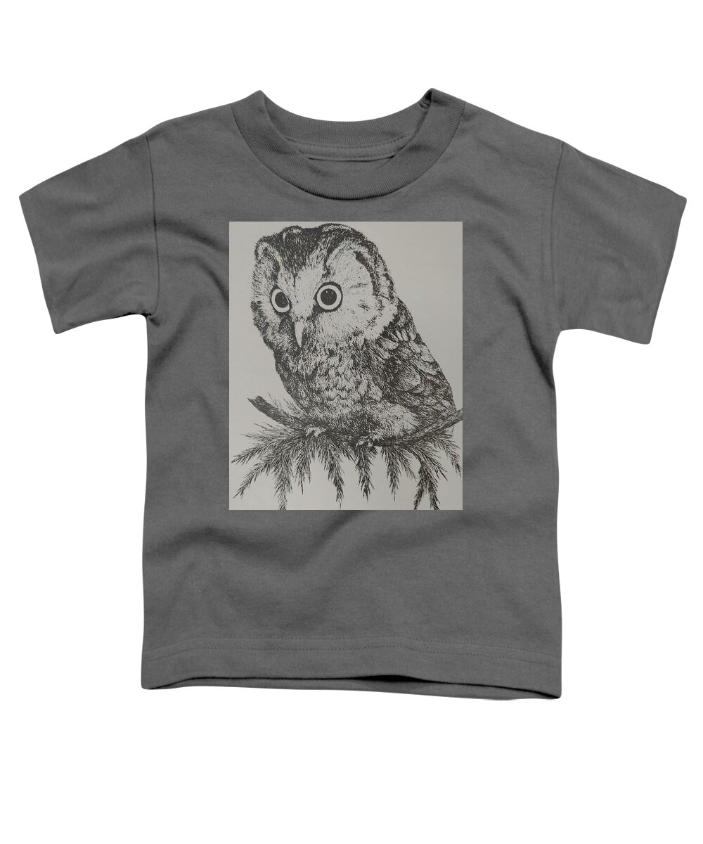 Owl Toddler T-Shirt featuring the painting Silent Vigil by ML McCormick