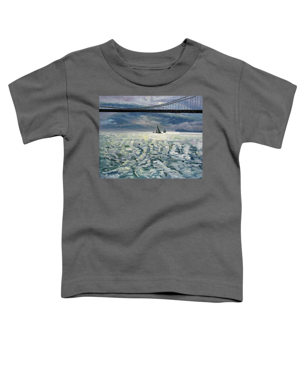 Golden Gate Toddler T-Shirt featuring the painting Silhouettes by John McCormick