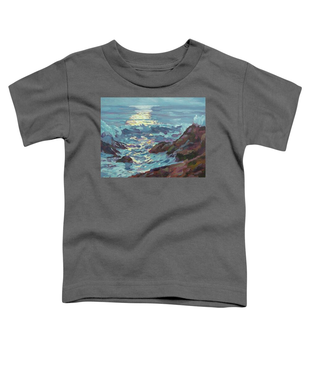 Seascape Toddler T-Shirt featuring the painting Silver Moonlight by David Lloyd Glover