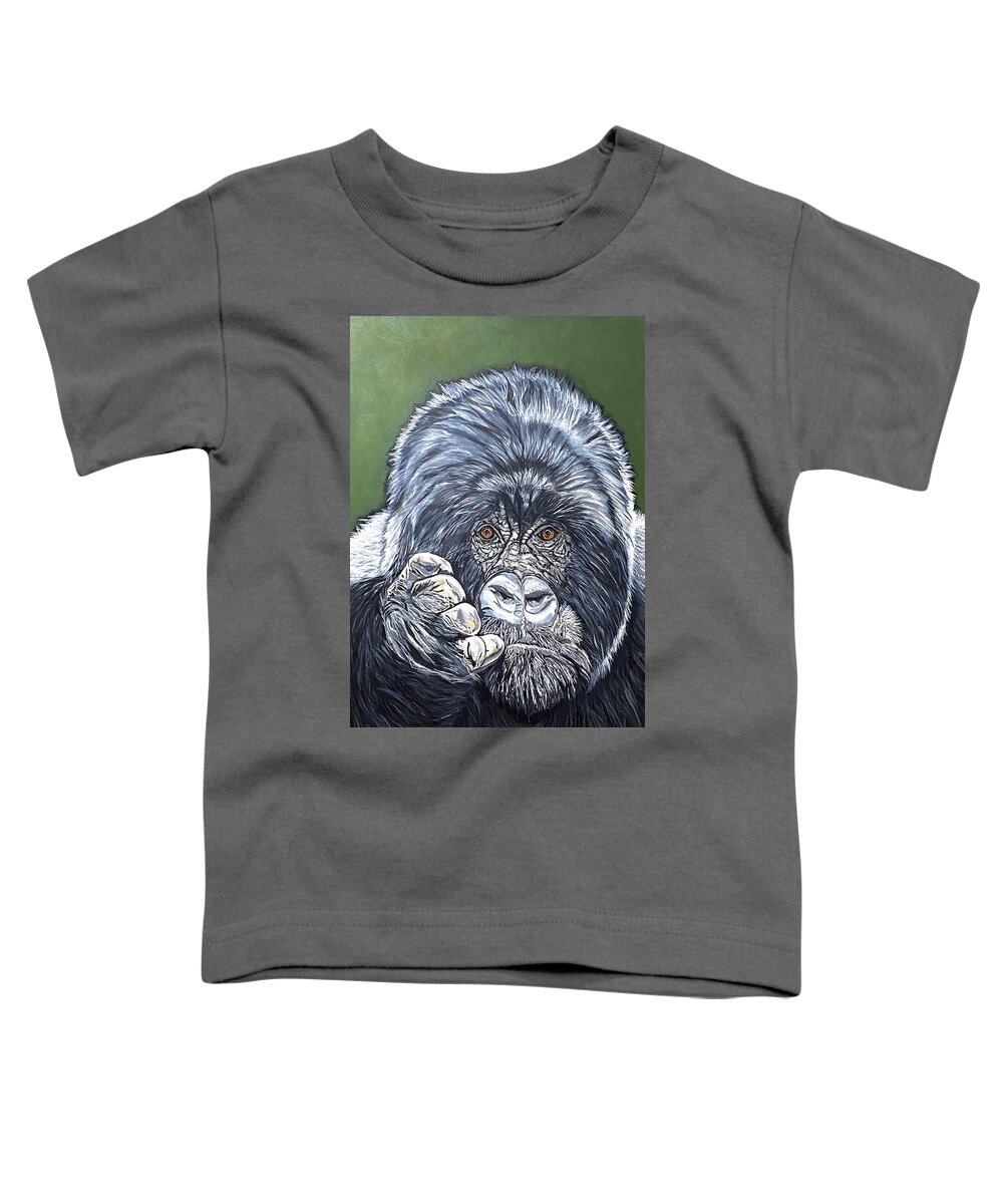  Toddler T-Shirt featuring the painting Silverback Gorilla-Gentle Giant by Bill Manson