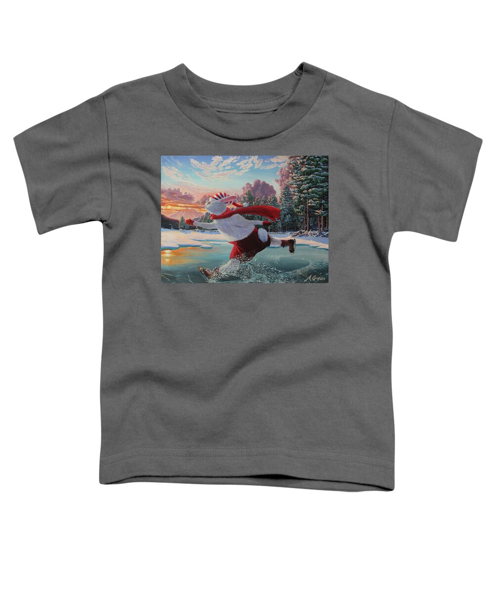 Skating Toddler T-Shirt featuring the painting Skating Away by Michael Goguen