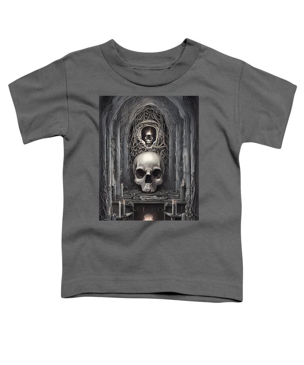 Skull Art Toddler T-Shirt featuring the digital art Skull Altar II by Annalisa Rivera-Franz