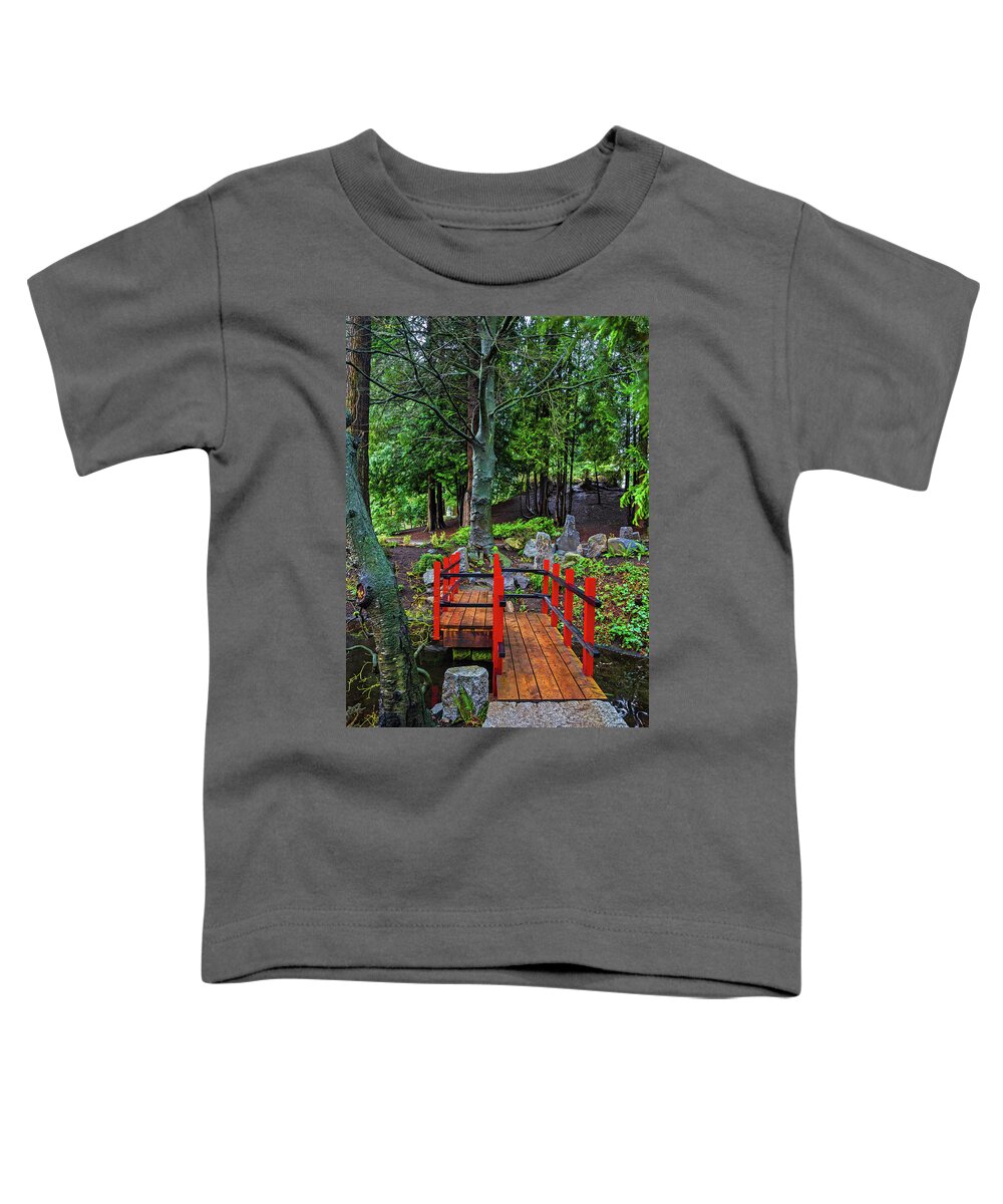 Alex Lyubar Toddler T-Shirt featuring the photograph Small Bridge Over the Creek by Alex Lyubar