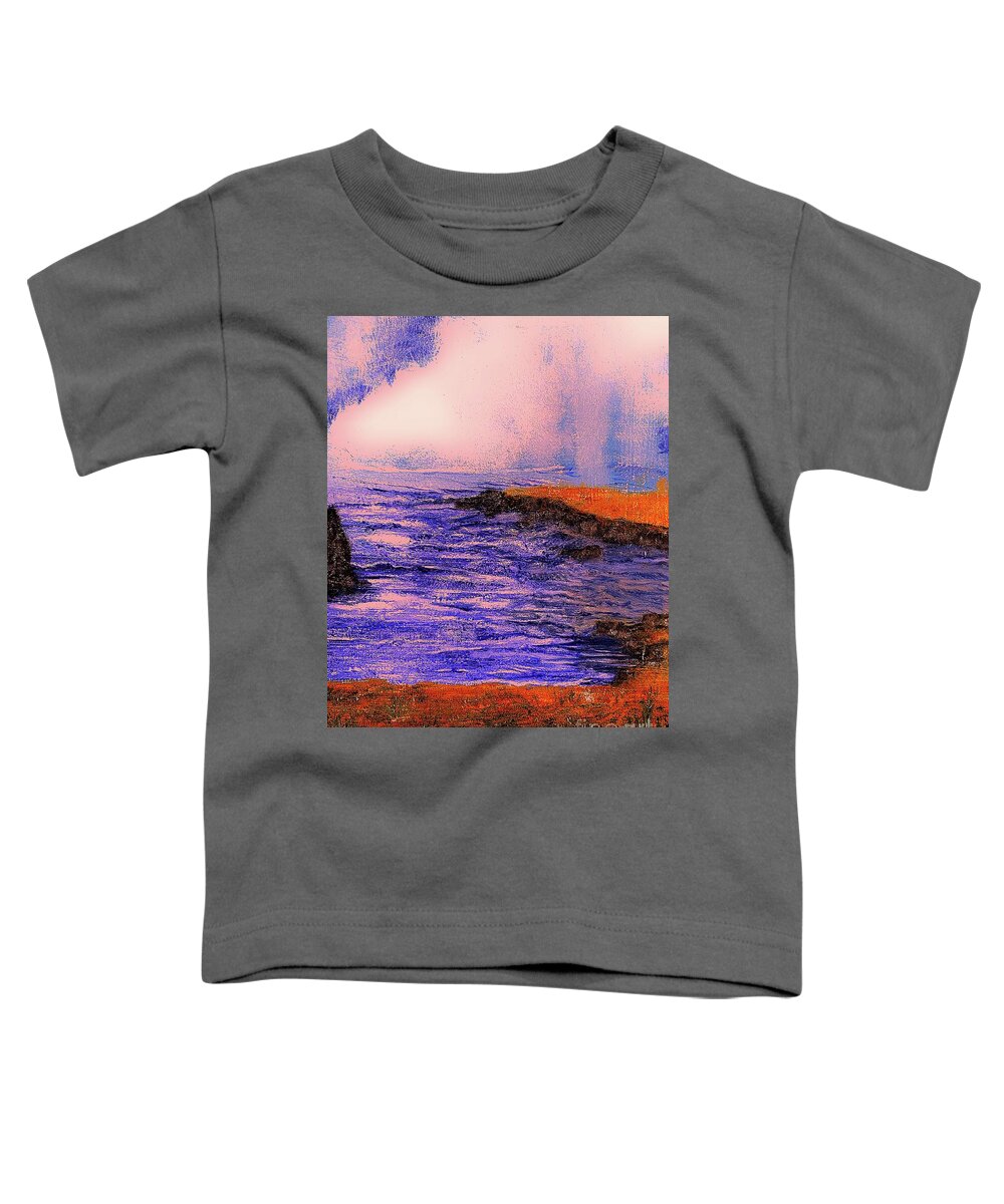 Smoggy Day Pacific Coast Toddler T-Shirt featuring the painting Smoggy Day Pacific Coast by Michael Silbaugh