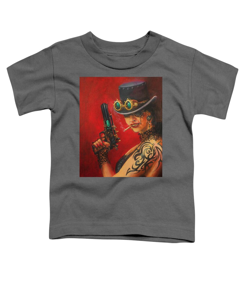 Art Noir Toddler T-Shirt featuring the painting Smokin' Hot by Tom Shropshire