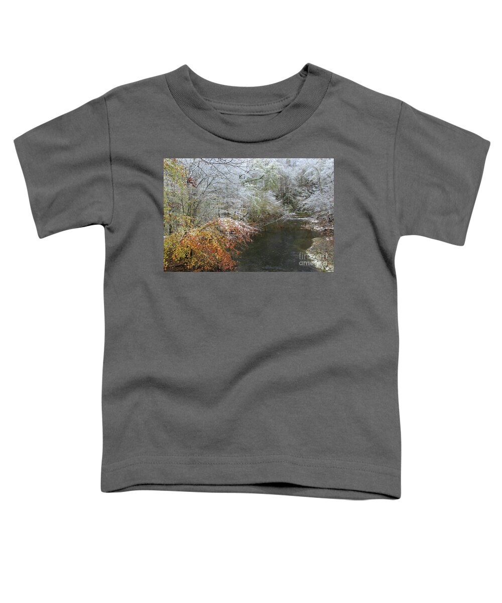Winter Scene Toddler T-Shirt featuring the photograph Smoky Mountain November Snow 2 by Mike Eingle