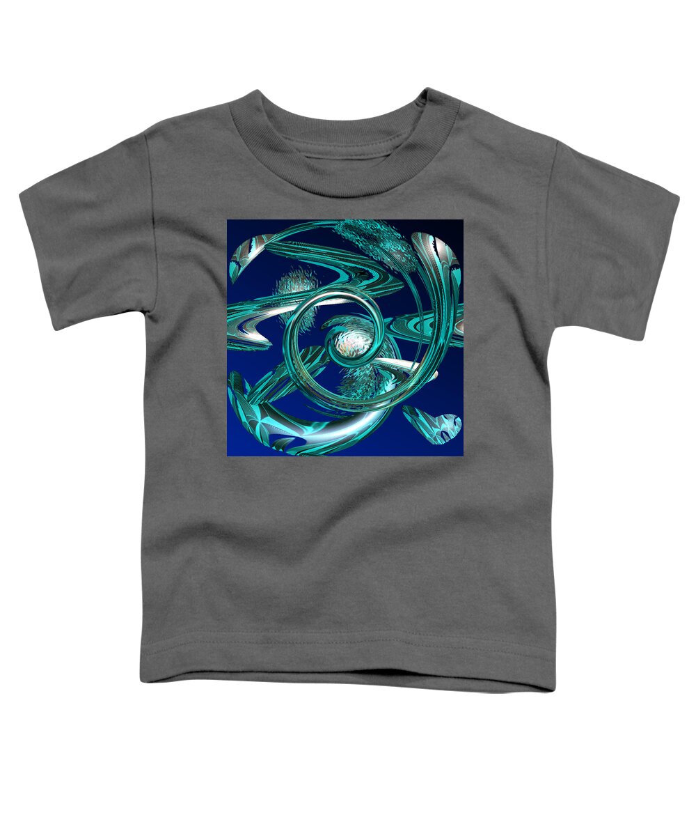Digital Wall Art Toddler T-Shirt featuring the digital art Snakes Swirl Blue by Ronald Mills