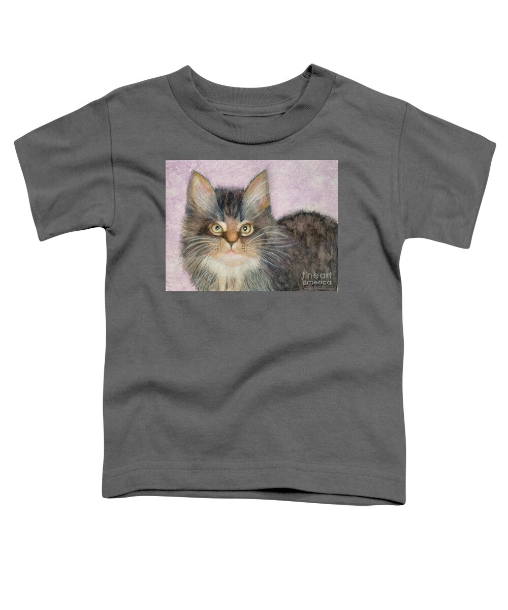 Maine Coon Toddler T-Shirt featuring the painting Snickers by Sue Carmony