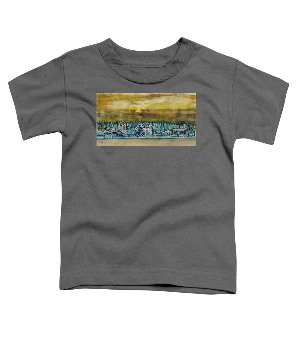 Landscape Toddler T-Shirt featuring the painting Snow Chill by Try Cheatham