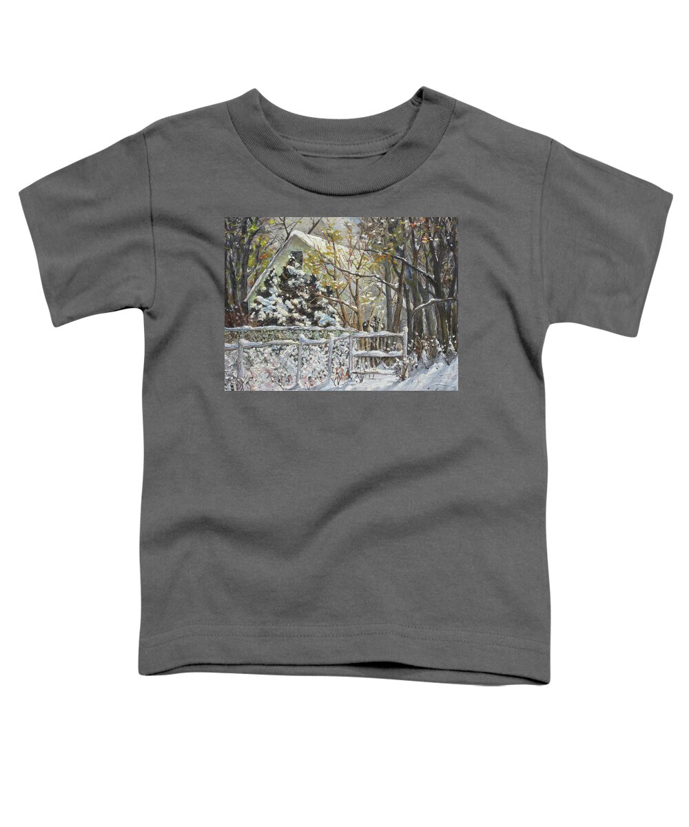  Toddler T-Shirt featuring the painting Snow Day by Douglas Jerving