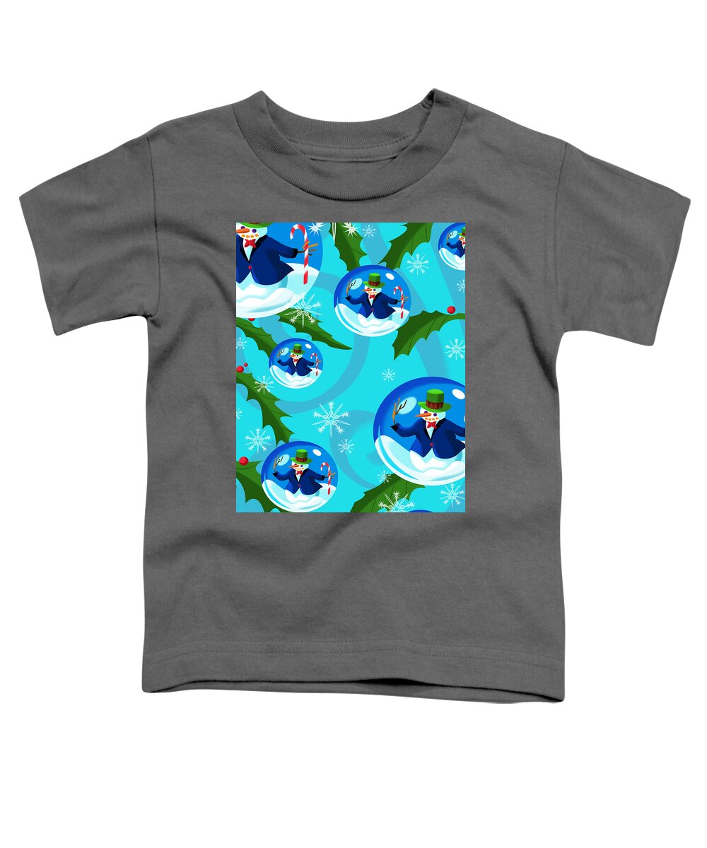 Christmas Toddler T-Shirt featuring the digital art Snow Globes by Alan Bodner