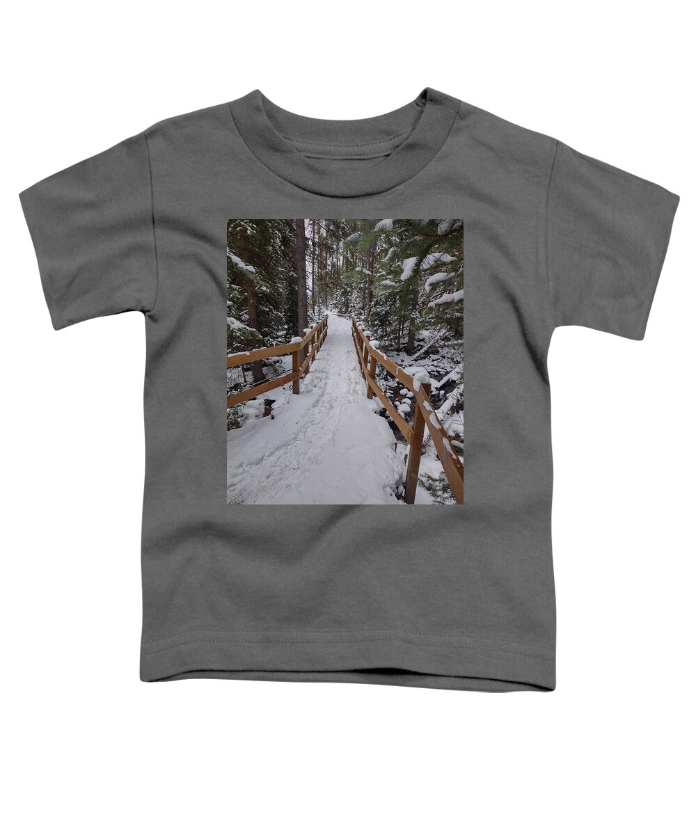 Landscape Toddler T-Shirt featuring the photograph Snowy pathway by Erin Mitchell