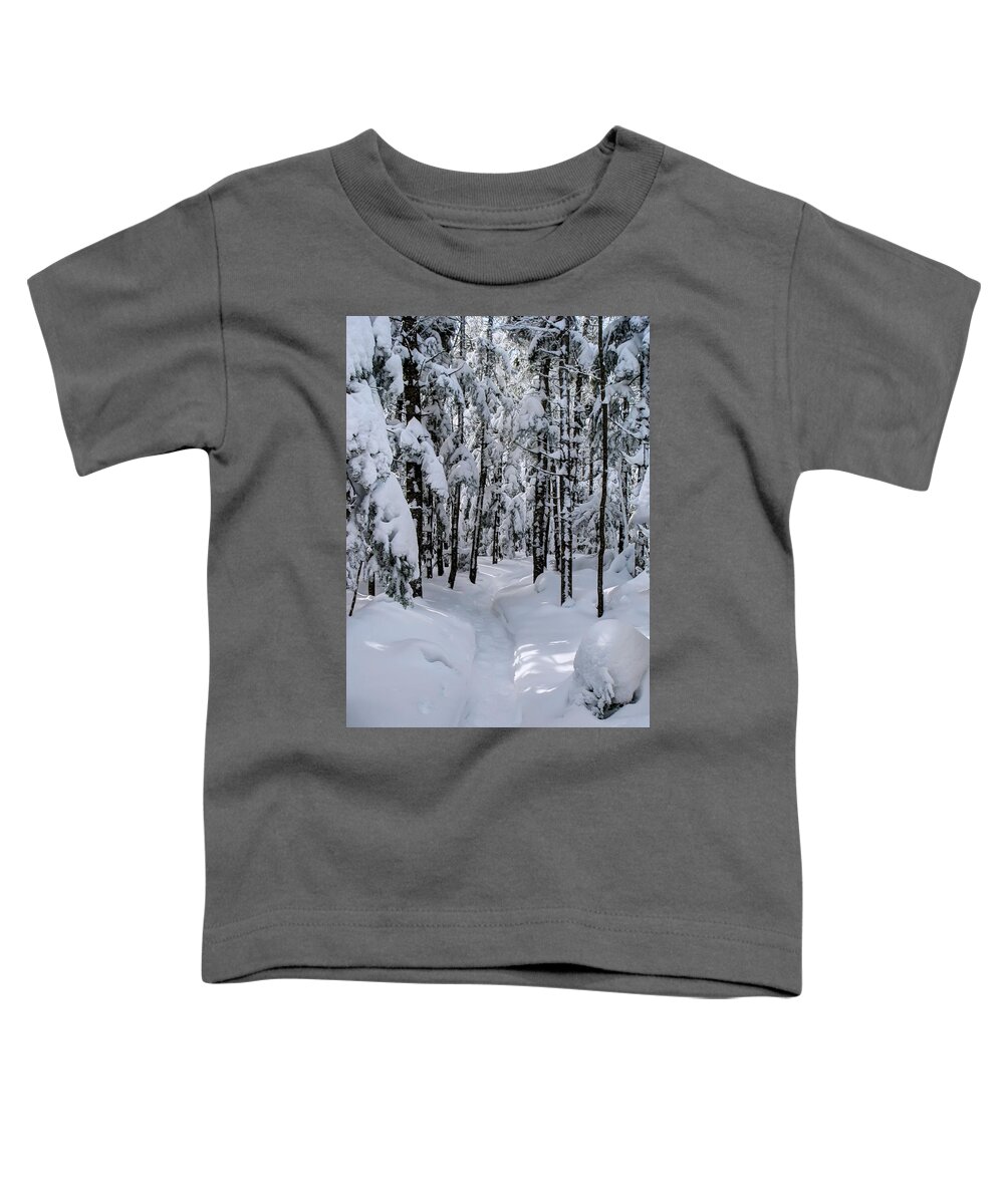 Snowy Toddler T-Shirt featuring the photograph Snowy Trails Winter by White Mountain Images