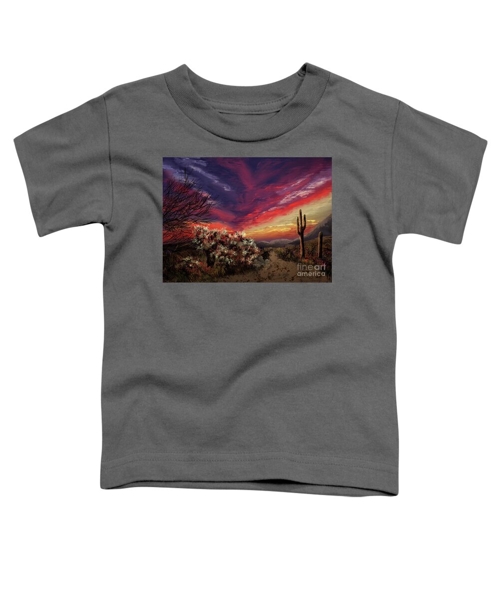 Desert Toddler T-Shirt featuring the digital art Sonoran Sunset by Lois Bryan