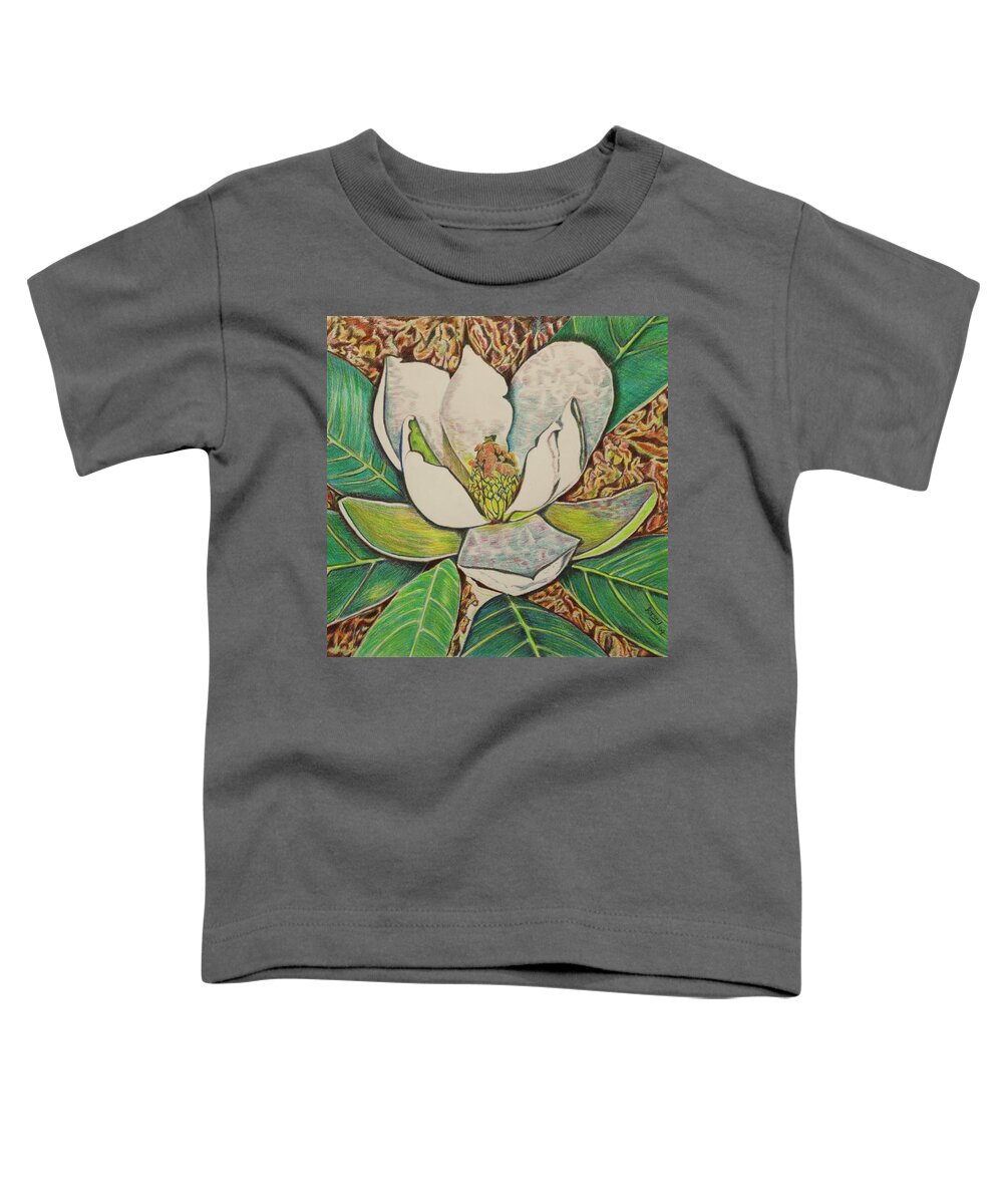 Magnolia Flower Southern Magnolia Beautiful Flower Toddler T-Shirt featuring the painting Southern Magnolia by Dorsey Northrup