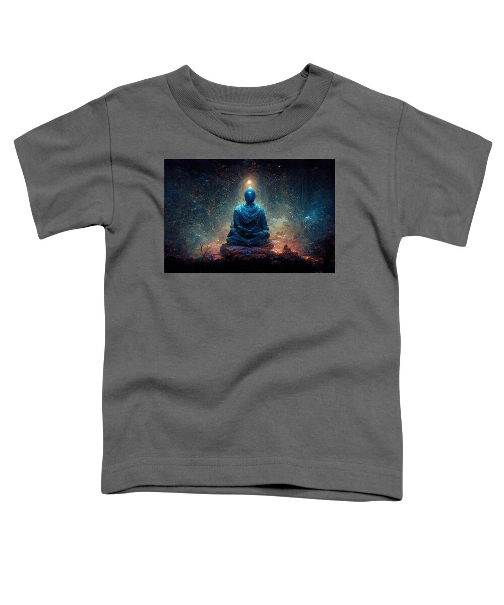 Spaceman Toddler T-Shirt featuring the painting Space Buddha - oryginal artwork by Vart. by Vart
