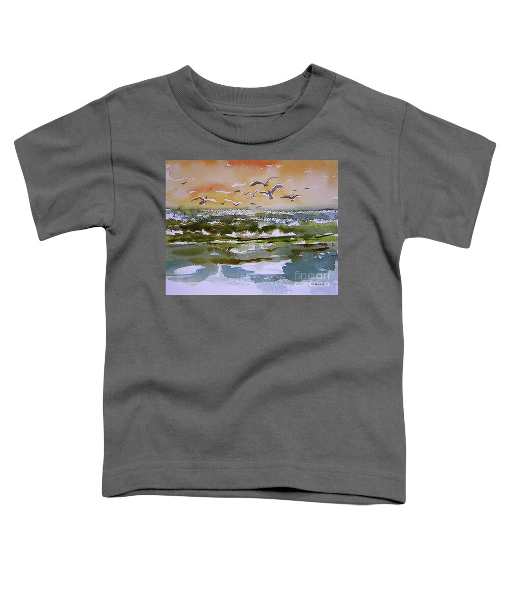 Watercolor Paintings Of Sparkling Waves Toddler T-Shirt featuring the painting Sparkling surf by Julianne Felton