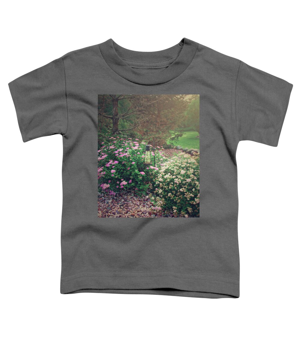 Mystic Spirea Bushes Floral Print Toddler T-Shirt featuring the photograph Spirea Bushes Floral by Gwen Gibson