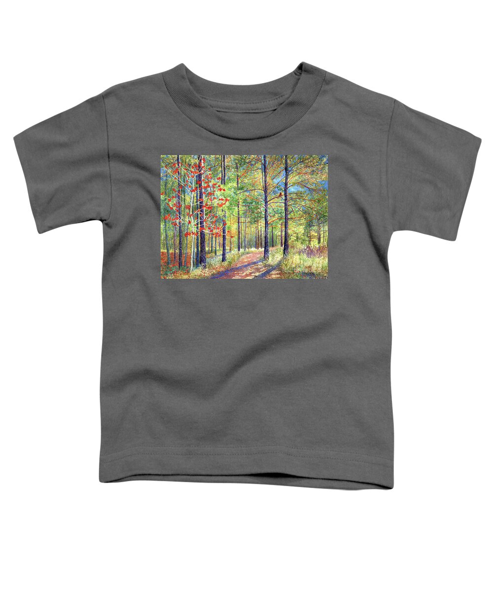 Texas Toddler T-Shirt featuring the painting Splash of Red, Mission Tejas State Park by Hailey E Herrera