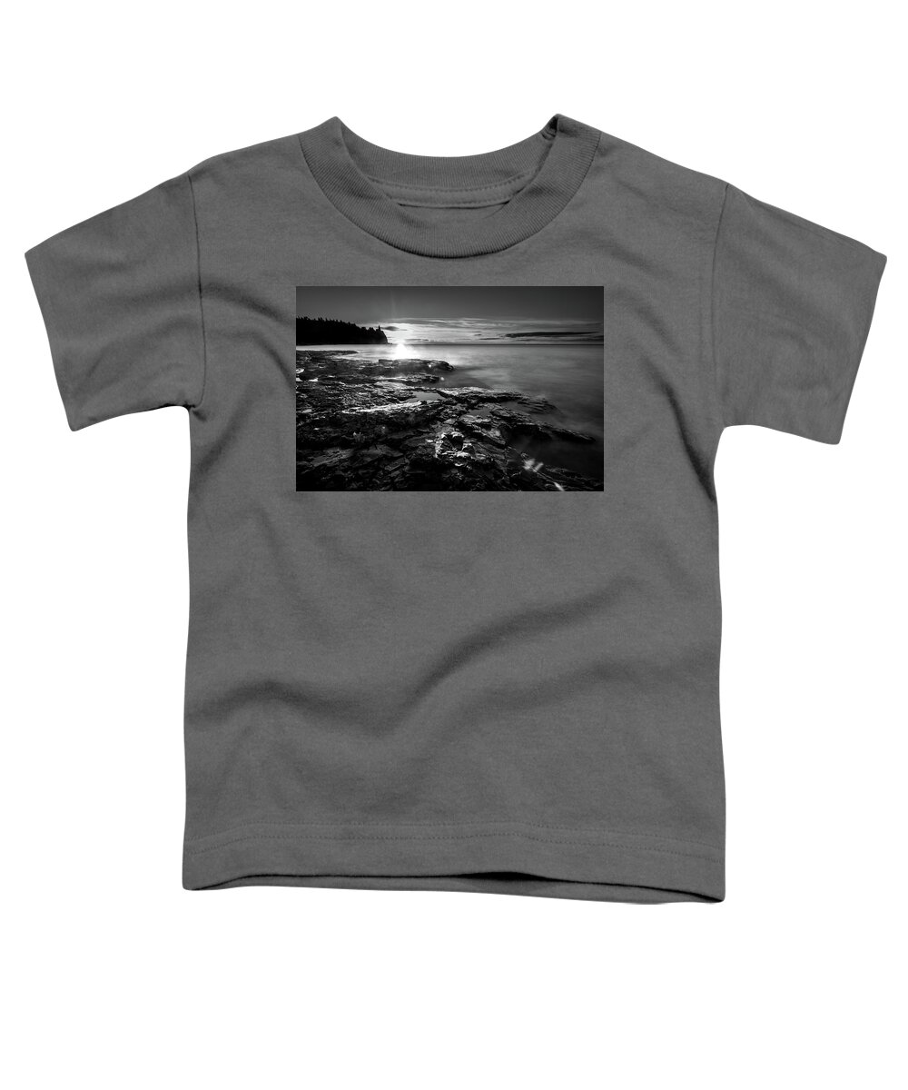 Split Rock Lighthouse Toddler T-Shirt featuring the photograph Split Rock Lighthouse Black and White by Sebastian Musial