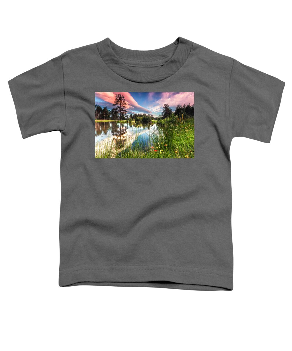 Mountain Toddler T-Shirt featuring the photograph Spring Lake by Evgeni Dinev