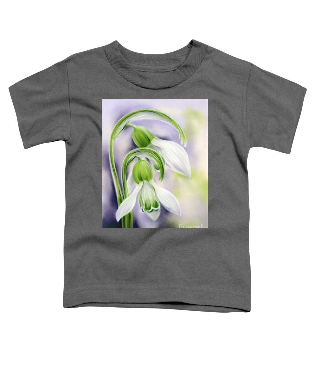 Botanical Toddler T-Shirt featuring the painting Spring Snowdrops on Purple by MM Anderson