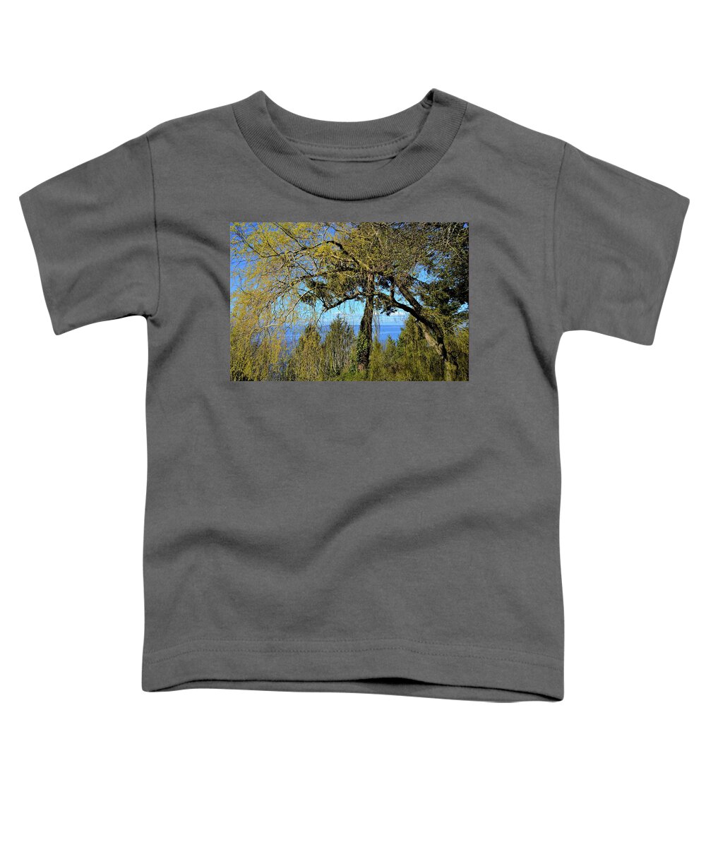 Trees Toddler T-Shirt featuring the photograph Spring Trees Sharing the View of the Pacific by James Cousineau