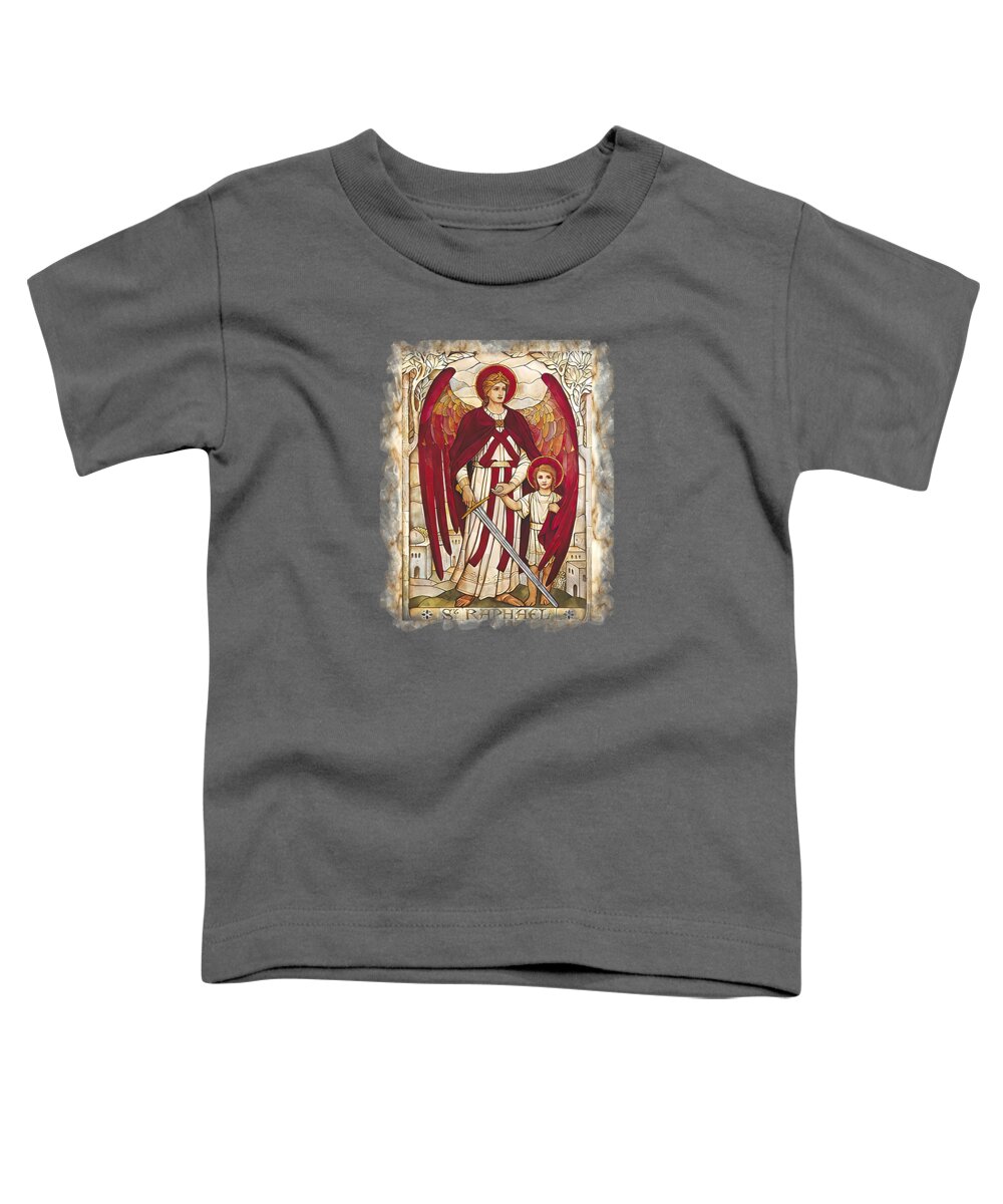 Angel Toddler T-Shirt featuring the mixed media St Raphael Archangel Angel Catholic Saint by Iconography