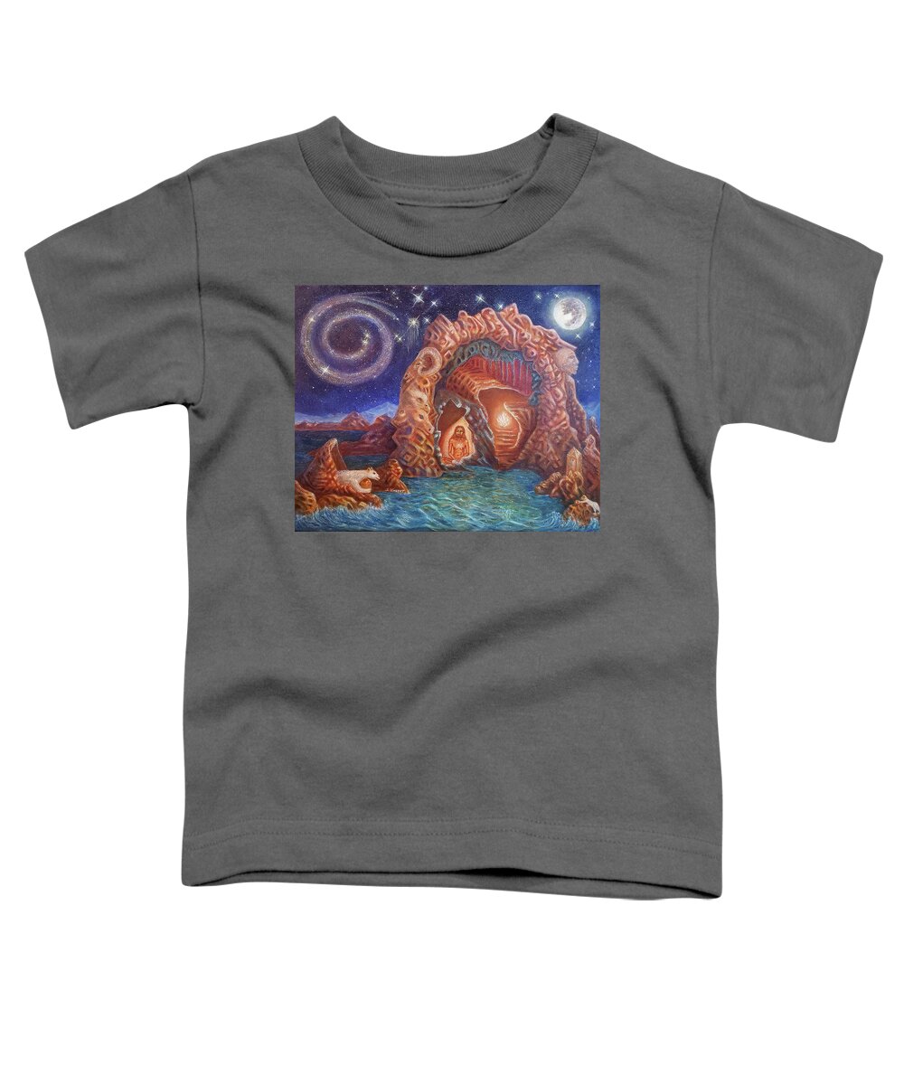 Starry Toddler T-Shirt featuring the painting Starry Night Blessings by Irene Vincent