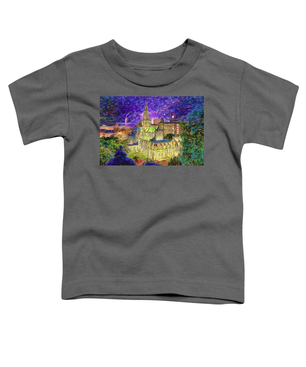Paint Toddler T-Shirt featuring the painting Starry night in Glasgow by Nenad Vasic