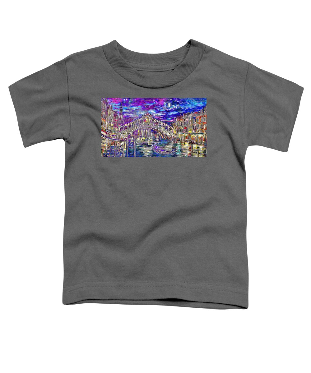 Paint Toddler T-Shirt featuring the painting Starry night in Venice by Nenad Vasic
