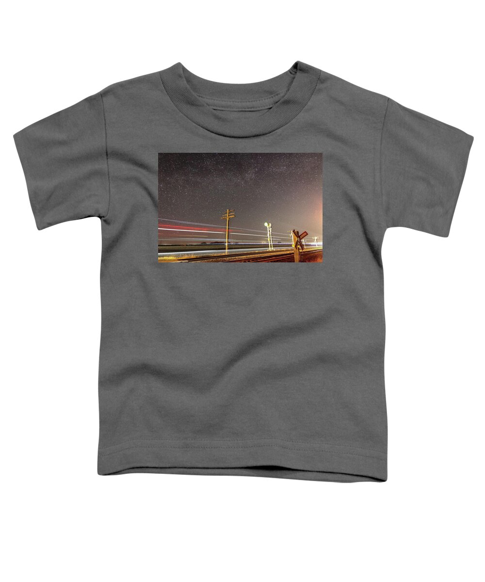 Train Toddler T-Shirt featuring the photograph Starry, Streaky Night by Steve Boyko