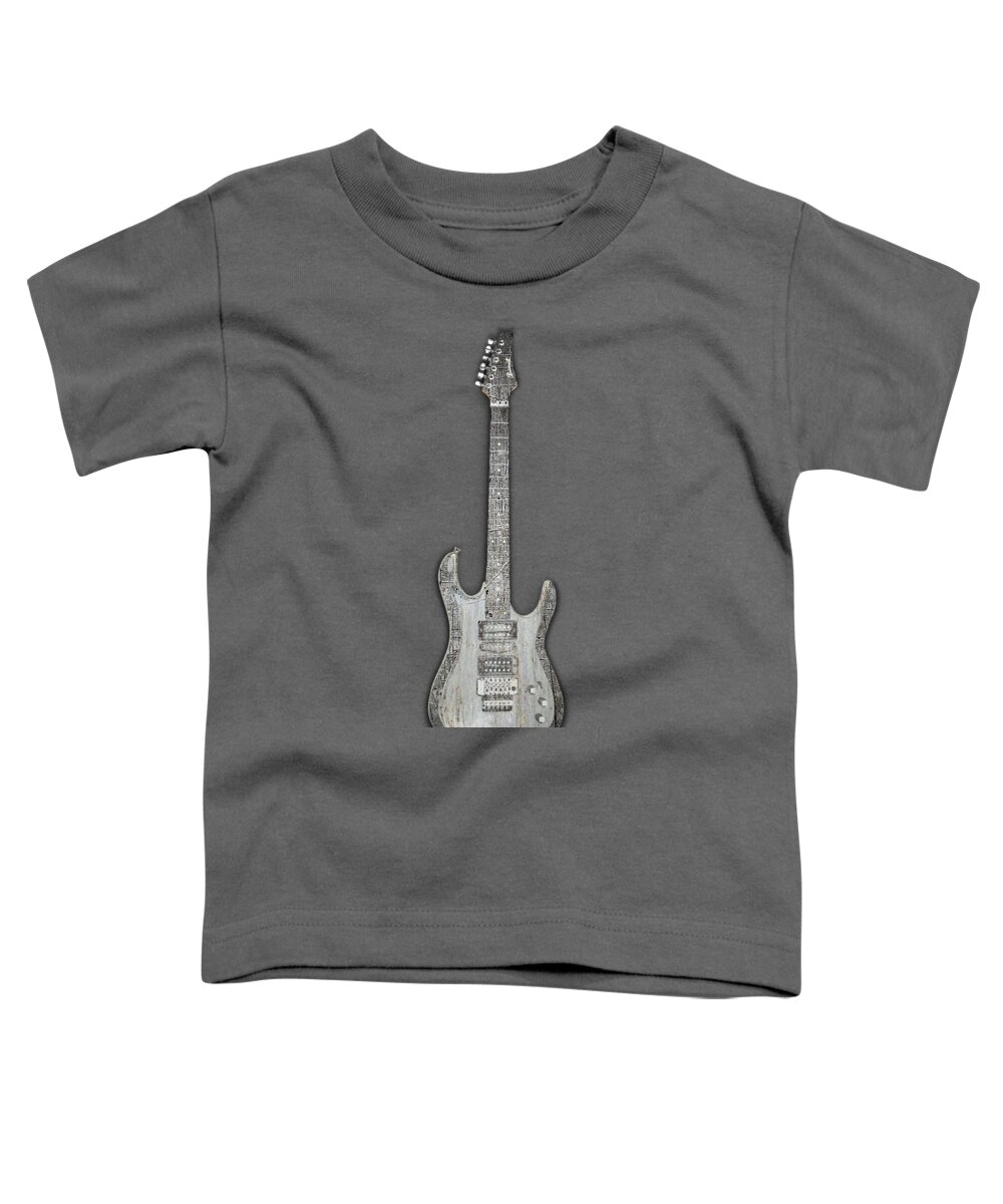 Guitar Toddler T-Shirt featuring the painting Steel Guitar Electric Metal Metallic Horizontal T-Shirt by Tony Rubino