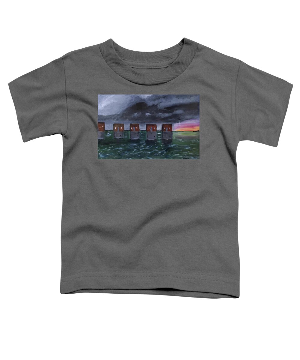 Lake Murray Toddler T-Shirt featuring the painting Storm Over Lake Murray by Amy Kuenzie