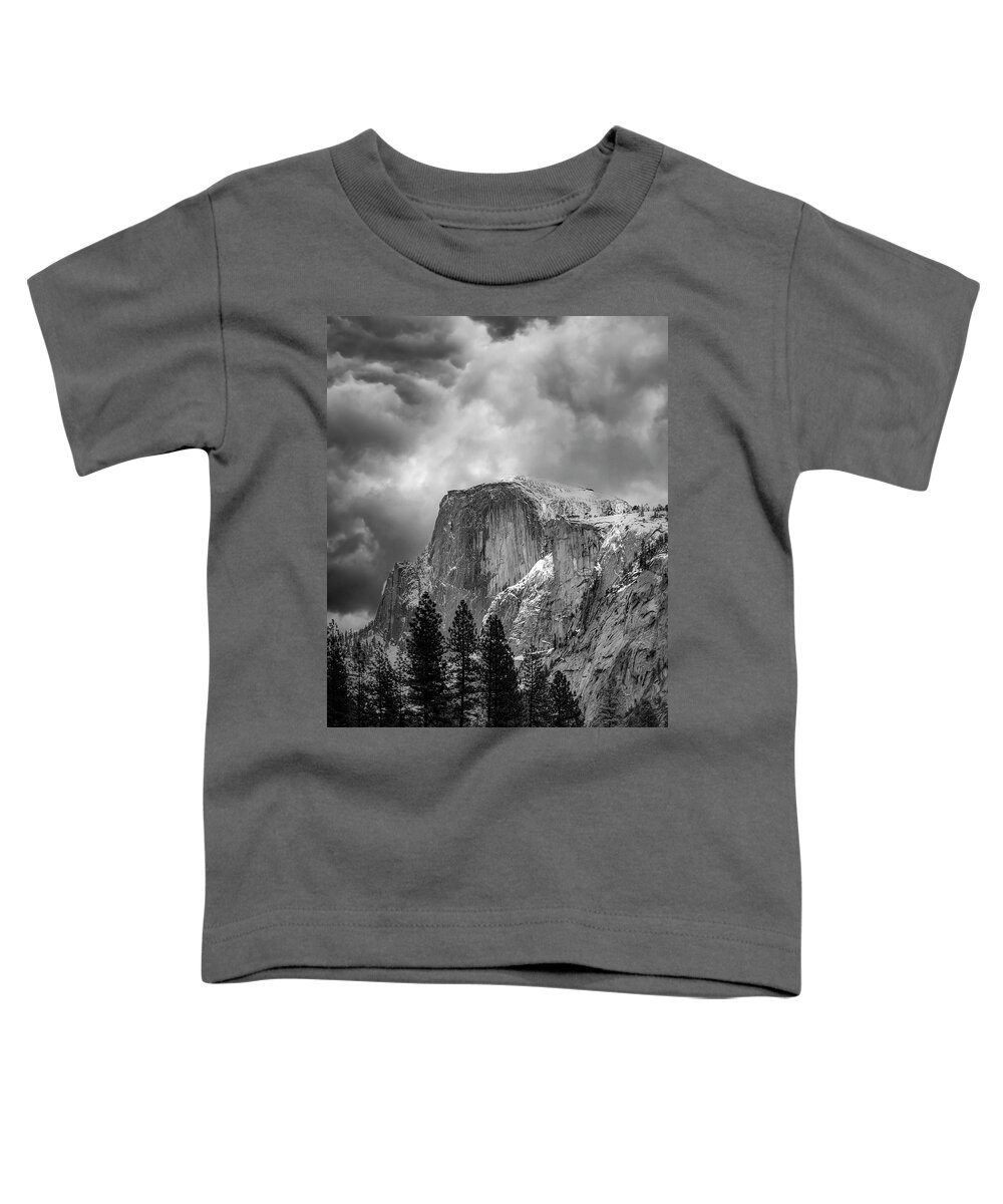 Landscape Toddler T-Shirt featuring the photograph Stormy Half Dome by Romeo Victor