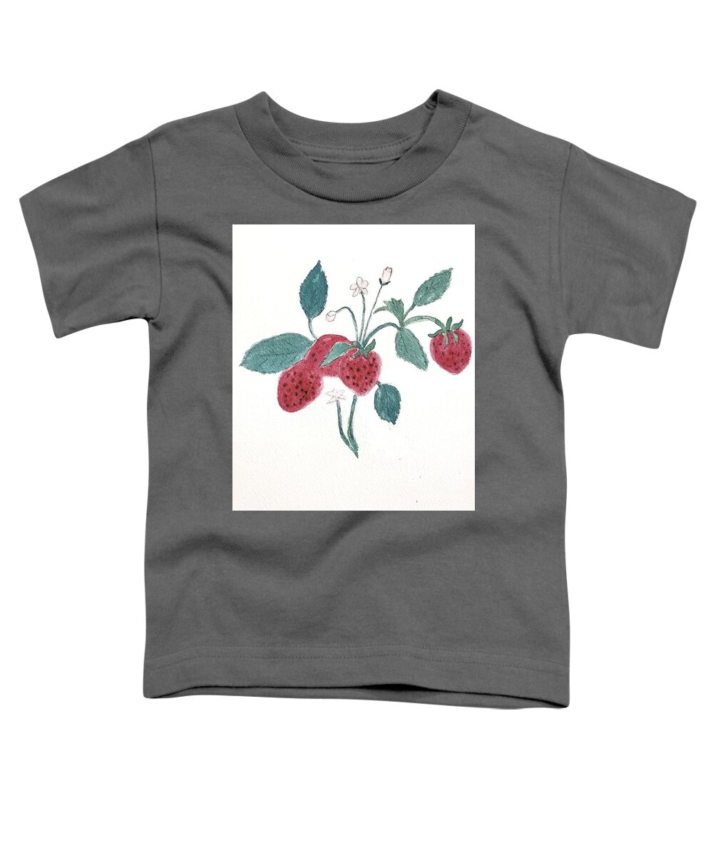  Toddler T-Shirt featuring the painting Strawberries by Margaret Welsh Willowsilk
